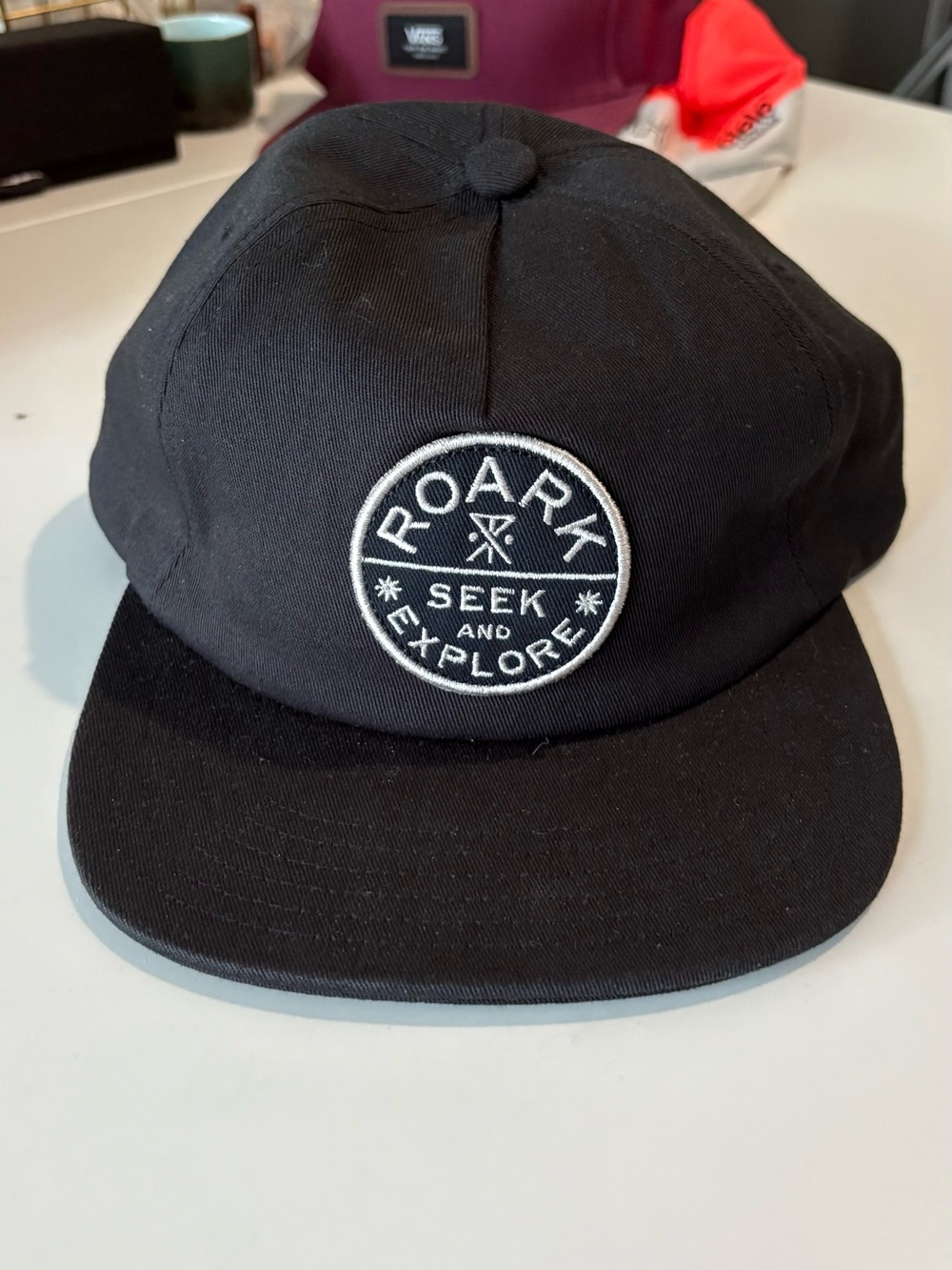 Roark Black Patch Baseball Cap with White Embroidery
